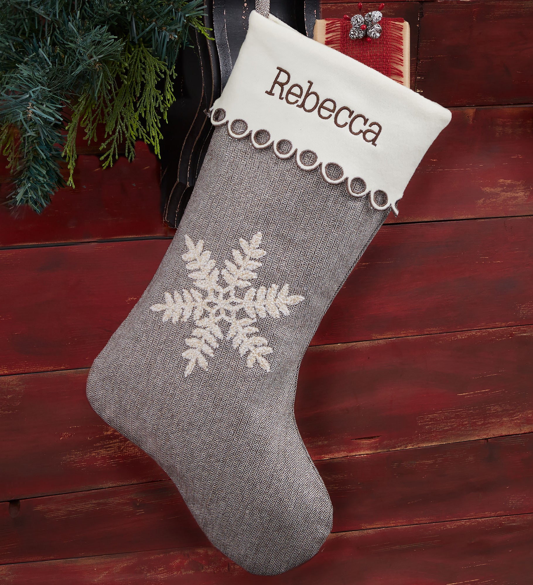 Classic Herringbone Personalized Christmas Stocking